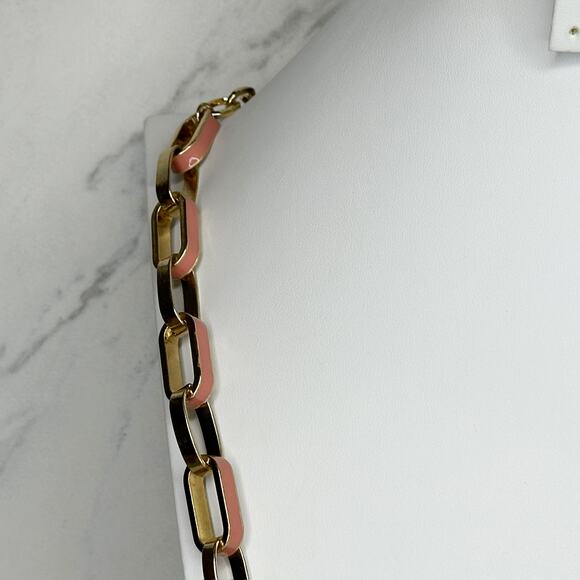 New York & Company Gold Tone and Light Pink Long Chain Link Necklace - Picture 7 of 10